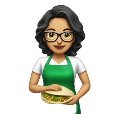 mexican lady green apron  with glasses cooking tacos sticker