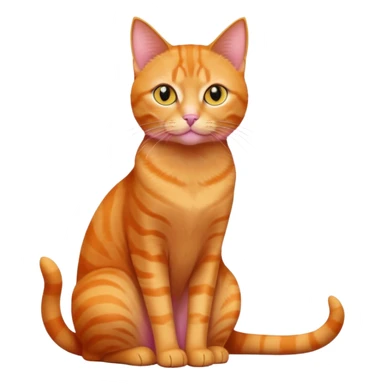 full body solid orange domestic shorthair slim cat with yellow/orange eyes sitting sticker
