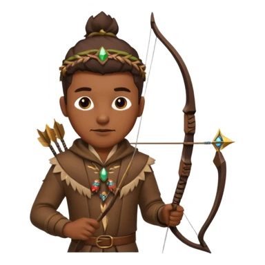 The classic hunter image with a bow and arrow on his back, dressed in brown with some animal made decorations sticker
