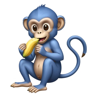 blue monkey eatin banana sticker