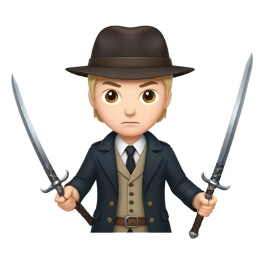 DETECTIVE with two swords in two hands sticker