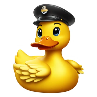 a rubber ducky saluting the camera with one wing sticker
