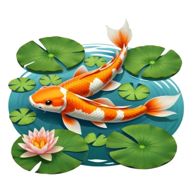 koi and lotus pond sticker