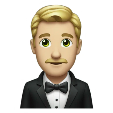 A man in a black tuxedo and green eyes staring at you sticker
