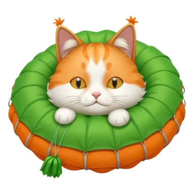 sleepy cat with green parachute sticker