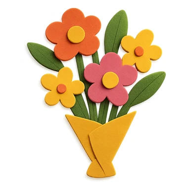 bouquet of flowers in paper-craft style sticker