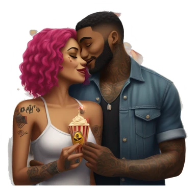 Romantic carnival date for beautiful tattooed couple sticker
