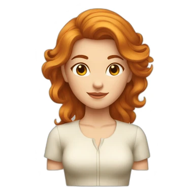 Fille cheveux châtain roux long sticker