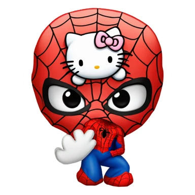 Hello kitty kissing Spiderman  sticker