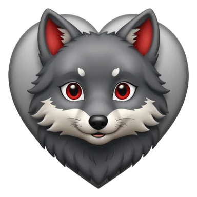 cute dark grey wolf inside heart sticker