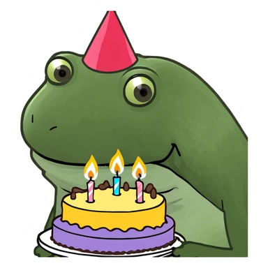 bufo blowing candles on cake sticker