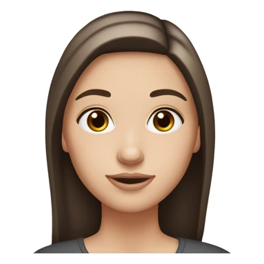 a white girl with dark brown milking brown straight hair middle part that’s short and ends the length on her shoulders with brown eyes and long eyelashes sticker
