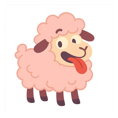 pastel toon style pink sheep with tongue out, variation 4 sticker