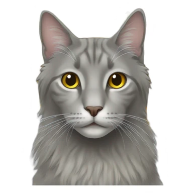 Long hair grey cat with Sunflower sticker