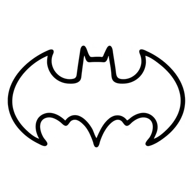 Batman icon, flat design, monochrome, easily recognizable bat symbol sticker