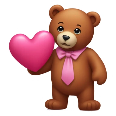 red stuffed bear holding a pink heart sticker
