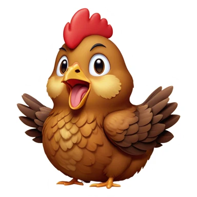 Cinematic Cute Yawning Brown Chicken Portrait Emoji, Head tilted slightly with a dramatic, wide-open yawn, showcasing a soft, fluffy brown plumage with a crisp red comb and gently drooping wings, round beady eyes barely open in drowsy contentment, Simplified yet irresistibly adorable features, highly detailed, glowing with a soft, cozy glow, high shine, relaxed yet expressive, stylized with a touch of whimsical charm, bright and endearing, soft glowing outline, capturing the essence of a sleepy yet affectionate chicken, so drowsy it feels like it could stretch out of the screen and curl up for a nap! sticker