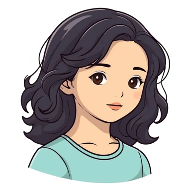 girl with brown eyes and loose waves in black hair sticker