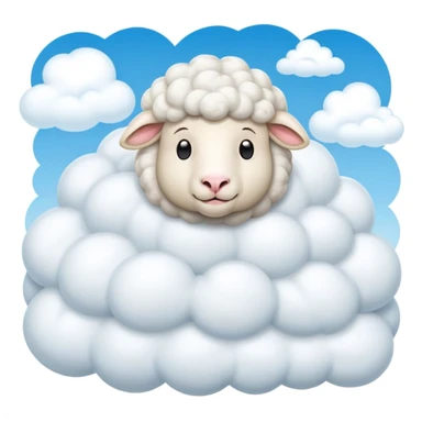 A fluffy sheep resting on a puffy white cloud in the sky sticker