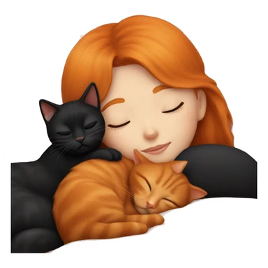 Ginger Girl sleeping with black cat sticker
