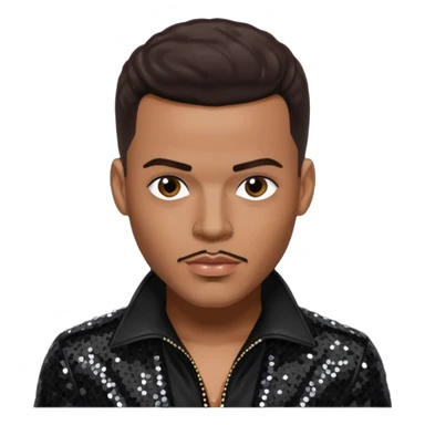 Christopher Williams, R&B Singer with dark brown hair, black sequin outfit sticker