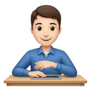smiling coder at a desk being patted on the shoulder sticker