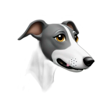 Greyhound next to fence sticker