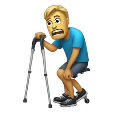  crippled on crutches angry sticker