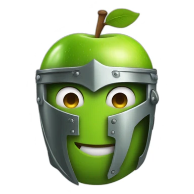 green apple in a knight helmet sticker