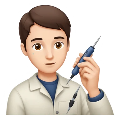 Person carefully adjusting or tweaking a device with a small tool like a screwdriver sticker