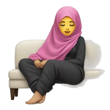 Hijabi-wearing-hoodie-sleeping-on-couch sticker