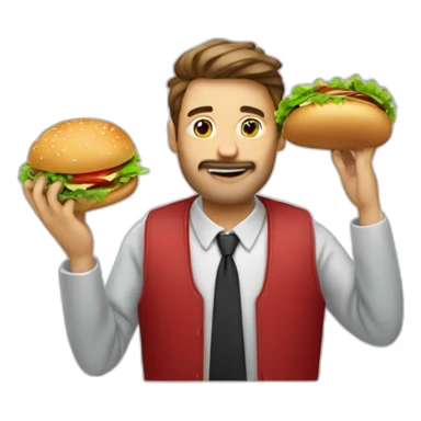 Homme mangeant un hamburger sticker