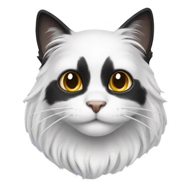 black cat long-hair with half white head sticker