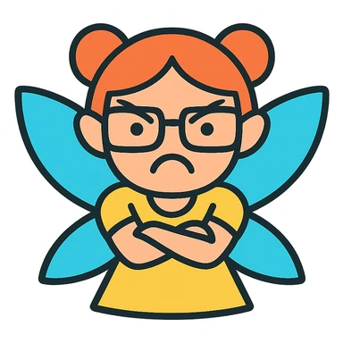 angry fairy with orange hair and big squared glasses sticker
