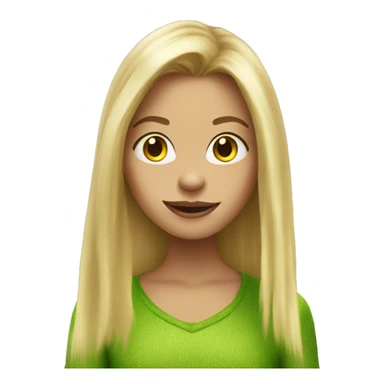 A blond girl with long hair in grinch home shoes sticker