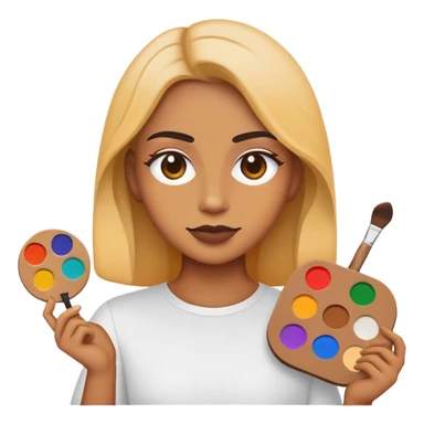 minimalist logo for self2.art, person with palette, emoji style, transformation of selfie into art sticker