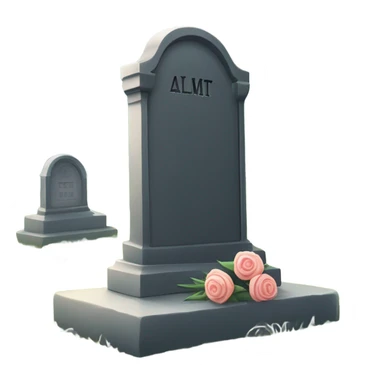 Cemetery headstone. Someone mourning beside grave. Respectful.  sticker