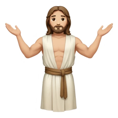 fullbody jesus christ jacked, sleeveless white robe and arm crossed sticker