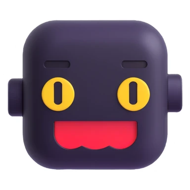 8-bit smiling chatbot head — reminiscent of old RPG characters, with blinking eyes and simple animated mouth. sticker