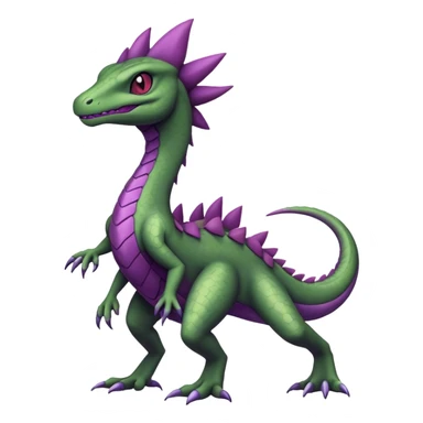 Black Sceptile-Salazzle-Pokémon-Fakémon-creature with purple markings sticker