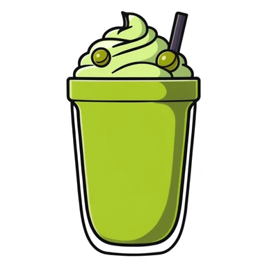 iced matcha latte with boba pearls sticker
