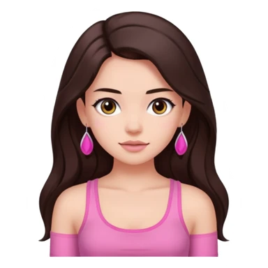 Azzyland with long dark brown hair, pink crop top sticker