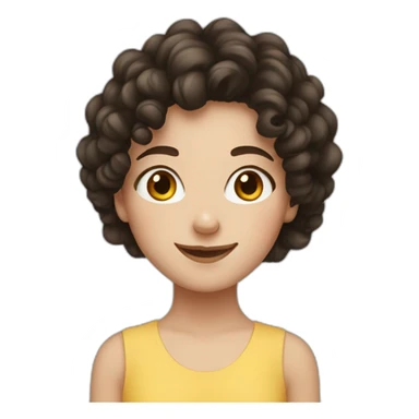 white Girl with freckles and dark curly hair smiling sticker