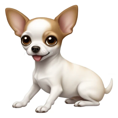 Small White chihuahua within an brown black eyes playing with her smaller sister, a brown and white onein her sticker