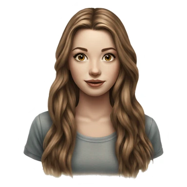 Hyperrealistic beautiful white girl tattoo with long brown hair  sticker