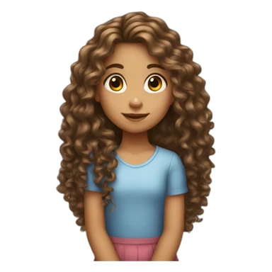 A little girl with very long curly hair sticker