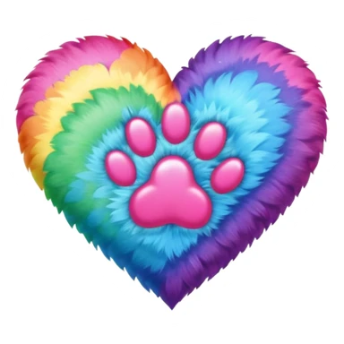 heart with a paw print and a rainbow sticker
