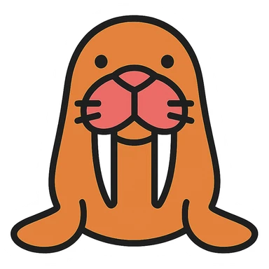 walrus, lineal color icon with black outlines, simple and modern sticker