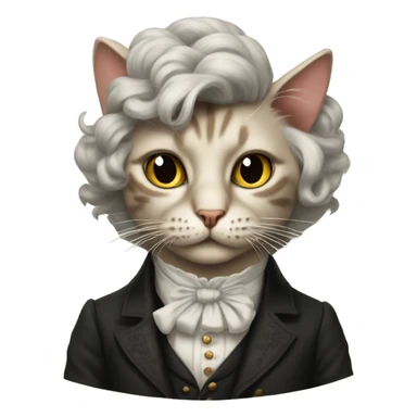 Cat with tattoos and wearing a 1800s wig  sticker