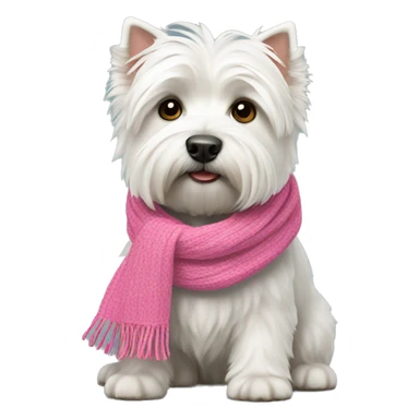 West highland terrier with a pink scarf  sticker